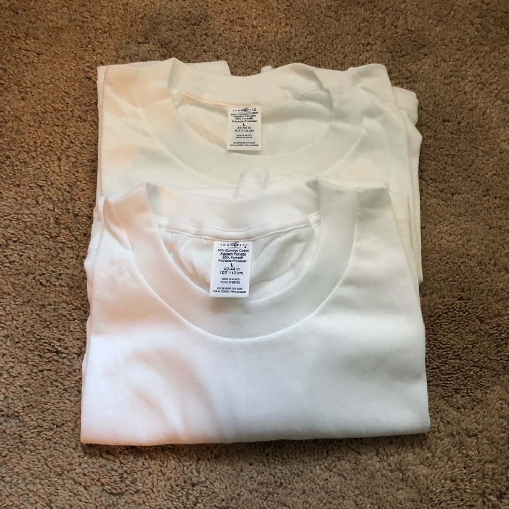 Lot of 2 JCPenney Towncraft white T-shirts size L
